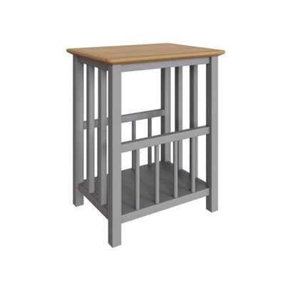 Oak Veneer Grey Side Table With Storage Ready Assembled Living Room - image 1