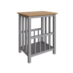 Oak Veneer Grey Side Table With Storage Ready Assembled Living Room - thumbnail 1
