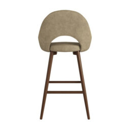 Walnut And Beige Faux Leather Kitchen Stool With Back - thumbnail 6