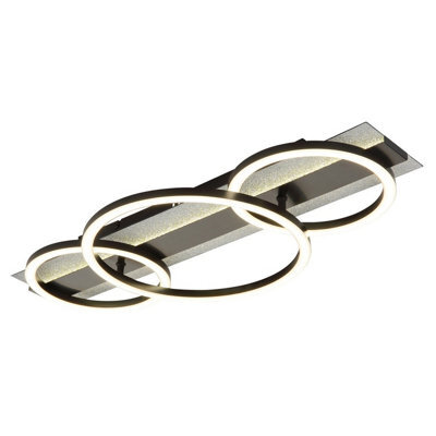 Luminosa Lighting Luminosa Norberto Tripple Ring Semi Flush Ceiling Light Matt Black Led 4000K - image 1