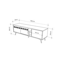 Decortie Modern Lulia Tv Stand Oak Tv Metal Sliding Lid Storage Space 2 Shelf 2 Open Cube Shelf Storage Space - thumbnail 4