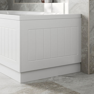 Affine Bathroom 700mm End Bath Panel White Mdf Tongue & Groove Design Modern Plinth - image 1