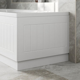 Affine Bathroom 700mm End Bath Panel White Mdf Tongue & Groove Design Modern Plinth - thumbnail 1