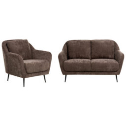Beliani Living Room Set 3 Seater Eiby Chenille Dark Brown - thumbnail 1