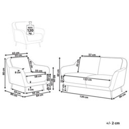 Beliani Living Room Set 3 Seater Eiby Chenille Dark Brown - thumbnail 3