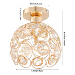 Komore Gloss Gold Iron & Crystal Semicircular Ceiling Light - thumbnail 8