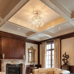 Komore Gloss Gold Iron & Crystal Semicircular Ceiling Light - thumbnail 4