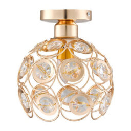 Komore Gloss Gold Iron & Crystal Semicircular Ceiling Light - thumbnail 6