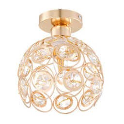 Komore Gloss Gold Iron & Crystal Semicircular Ceiling Light - thumbnail 1