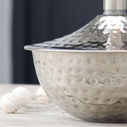 Silver Outdoor Oil Lamp - Garden Fire Bowl - Citronella Lamp - Patio Lighting Garden Lantern - Garden Lighting - thumbnail 2