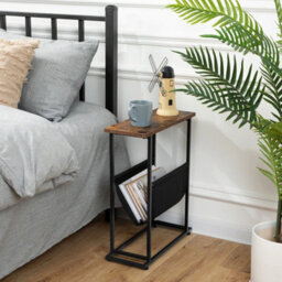 Slim Narrow Side End Bedside Table Small Metal Frame - thumbnail 3