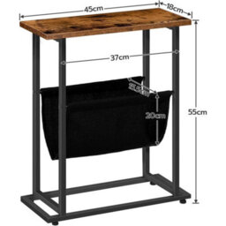 Slim Narrow Side End Bedside Table Small Metal Frame - thumbnail 2