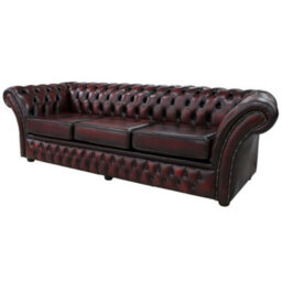 Chesterfield 4 Seater Antique Oxblood Red Leather Sofa In Balmoral Style - thumbnail 2