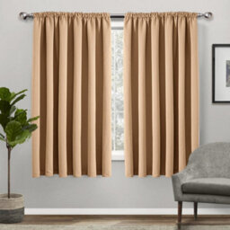 Bedlooms Beige Thermal Insulated Blackout Pencil Pleat Standard Window Curtain (Pair) 66 X 54 Inches With Tie Backs Two - thumbnail 9