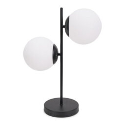 Valuelights Jas Black 2 Way Table Lamp With White Frosted Glass Globe Shades - thumbnail 2