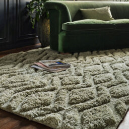 Green Modern Shaggy Geometric Easy To Clean Living Room And Bedroom-200Cm X 290Cm - thumbnail 1
