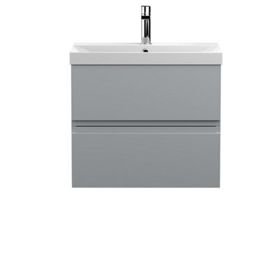 Hudson Reed Urban Satin Grey Wall Hung 2 Drawer Vanity Unit And Basin With Silent Close, 550 X 610 X 395 - image 1