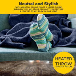 Air Pro Heated Throw - Electric Blanket - Digital Controller - Timer Up To 9 Hour, 6 Settings - Single 130X160Cm - Navy Shearling - thumbnail 8
