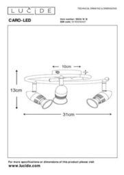 Lucide Caro-Led Modern Ceiling Spotlight 31Cm - Led - Gu10 - 3X5W 2700K - Satin Chrome - thumbnail 5