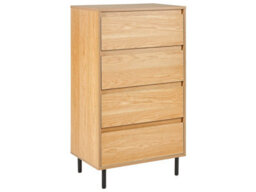Wyld And Coco Four-Drawer Chest In Light Brown With Black Metal Legs - Compact 60 X 40 X 104 Cm - thumbnail 3