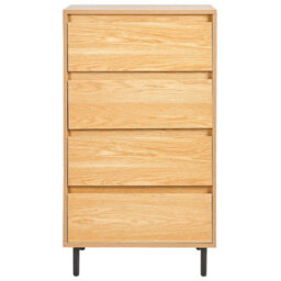 Wyld And Coco Four-Drawer Chest In Light Brown With Black Metal Legs - Compact 60 X 40 X 104 Cm - thumbnail 1