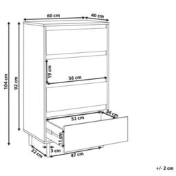 Wyld And Coco Four-Drawer Chest In Light Brown With Black Metal Legs - Compact 60 X 40 X 104 Cm - thumbnail 4