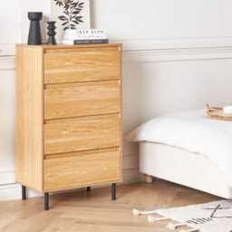 Wyld And Coco Four-Drawer Chest In Light Brown With Black Metal Legs - Compact 60 X 40 X 104 Cm - thumbnail 2