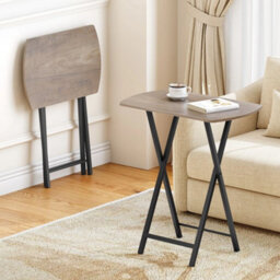 Folding Side Tv Tray Table End Stand 48X36X66Cm Grey - thumbnail 5