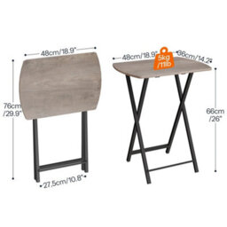 Folding Side Tv Tray Table End Stand 48X36X66Cm Grey - thumbnail 2