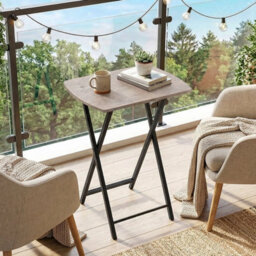 Folding Side Tv Tray Table End Stand 48X36X66Cm Grey - thumbnail 4