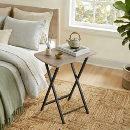 Folding Side Tv Tray Table End Stand 48X36X66Cm Grey - thumbnail 3