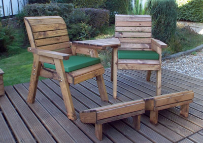 Charles Taylor Trading Deluxe Lounger Set Angled With Cushions - W160 X D90 X H98 - Fully Assembled - Green - image 1