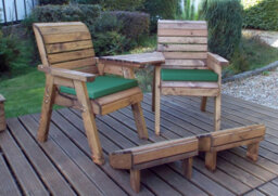 Charles Taylor Trading Deluxe Lounger Set Angled With Cushions - W160 X D90 X H98 - Fully Assembled - Green - thumbnail 2