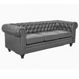 Furniture in Fashion Hertford Chesterfield Faux Leather 3 Seater Sofa In Vintage Grey - thumbnail 4