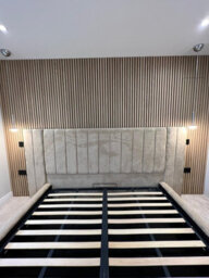 Stratus Interiors Continental Extra Wide Upholstered Panel Bed Frame Handmade In Uk - Metal Gaslift - Superking - thumbnail 2