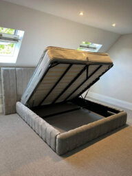 Stratus Interiors Continental Extra Wide Upholstered Panel Bed Frame Handmade In Uk - Metal Gaslift - Superking - thumbnail 6