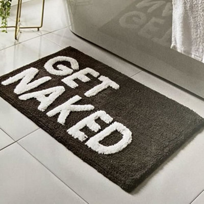 Biznest Get Naked Grey Tufted Bath Mat With Non Slip Backing 100% Polyester 50 X 80Cm
