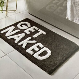 Biznest Get Naked Grey Tufted Bath Mat With Non Slip Backing 100% Polyester 50 X 80Cm