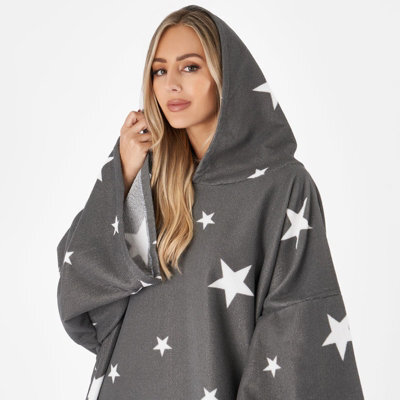 OHS Star Hooded Poncho Towel Swimming Adult Dry Changing Robe Beach Bath - image 1