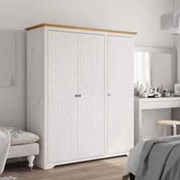 Vidaxl Wardrobe Bodo White And Brown 151.5X52X176.5Cm Solid Wood Pine Wardrobes