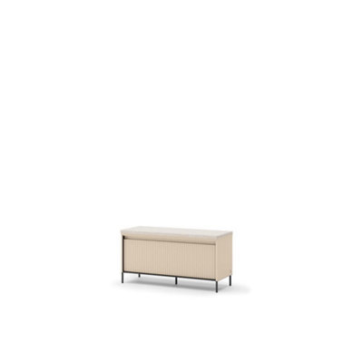 Arte Trend 05 Hallway Bench 101Cm - Beige & Black With Led Lighting And Pull-Down Door Storage - image 1