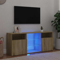 Walplus Tv Cabinet With Led Lights Sonoma Oak 120X30X50 Cm - thumbnail 1