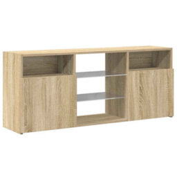 Walplus Tv Cabinet With Led Lights Sonoma Oak 120X30X50 Cm - thumbnail 6