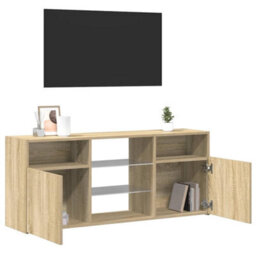 Walplus Tv Cabinet With Led Lights Sonoma Oak 120X30X50 Cm - thumbnail 5