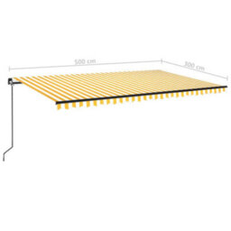 Berkfield Manual Retractable Awning 500X300 Cm Yellow And White - thumbnail 7