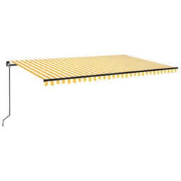 Berkfield Manual Retractable Awning 500X300 Cm Yellow And White - thumbnail 2