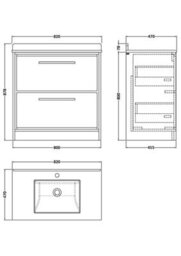 Hudson Reed Lille Floor Standing Two Drawer Contemporary Vanity Unit With Marble Top & Basin In Bleached Oak, 820 X 470mm - thumbnail 6