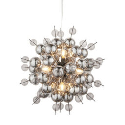 Luminosa Lighting Luminosa Pavia 9 Light Ceiling Pendant Black Chrome Plate With Smoked Mirror & Tinted Glass - thumbnail 1