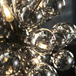 Luminosa Lighting Luminosa Pavia 9 Light Ceiling Pendant Black Chrome Plate With Smoked Mirror & Tinted Glass - thumbnail 3