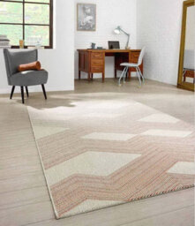 Aspect Furniture Chevron Patterned Rug-Jagged Red & Orange Zigzags On Cream Background,120X170Cm - thumbnail 3